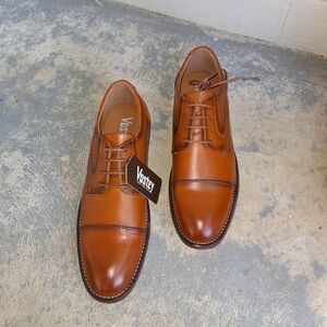 Men's Brown Leather Cap-Toe Derby Shoes